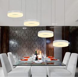 Chandeliers Free Modern Led Pendant Lights For Dining Room Living Acrylic Aluminium Circle Rings Lamp Fixtures AC 85-265V