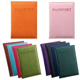 Travel Passport Cover Women Men Simple ID Card Holder PU Leather Wallet Storage Bags