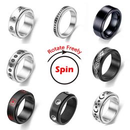 stainless steel spinner rings for men UK - Anxiety Ring Figet Spinner Rings for Women & Men Stainless Steel Rotate Freely Spinning Anti Stress Accessories Jewelry Gifts