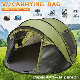 5-8 People Fully Automatic Camping Tent Windproof Waterproof Pop-up Family Outdoor Instant Setup 4 Season 220104