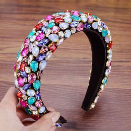 Large Bohemian Full Colorful Diamante Wedding Headdress Baroque Crystal Bridal Headbands And Hairbands For Women Hair Jewelry