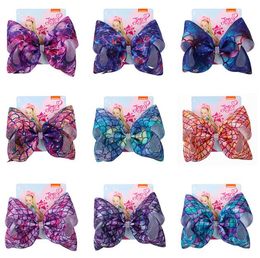 2022 new Girls Bow Hair clips Mermaid clover Flamingo print Hair Accessories Barrettes Kids 8 inch Headdress hair bows with Clip