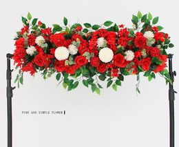 50cm Length Silk Flower with Foam DIY Arch Flower Row Acanthosphere Rose Peony Mix Flower for Wedding Backdrop Decoration