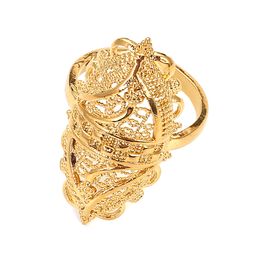 Dubai Golden Band Rings Gold Colour Engagement Men Finger Ring For Ethiopian African Nigerian Women