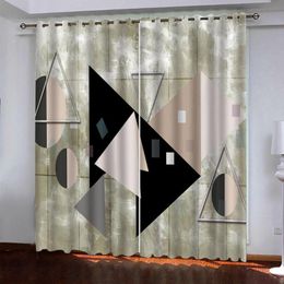 Curtain & Drapes European Modern Style Custom Blackout Curtains For Bedroom Window Geometry HD Printing