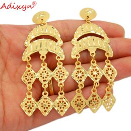 Adixyn Ethnic Earrings Women Party Items 24K Gold Colour Drop Earring African Middle East Jewellery N01315