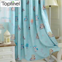 Topfinel cartoon owl shade blinds finished window blackout Curtain for children kids bedroom windows treatments fabric 210712