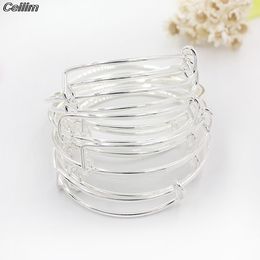 10pcs 50mm 58mm 65mm Children Adjustable Wire Blank Bangles Cable Expandable Bracelet for Charms Diy Jewelry Accessory Pulseras Q0719