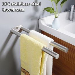 Towel Racks Bathroom Double Pole Stainless Steel Rack Bar Toilet Wall Hanger Organiser Household Practical Supplies