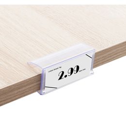 Clear Plastic Wooden Board Label Holders Protect PricingLabel Holders Labels Sleeve Information Clip for Supermarket Restaurant Displaying Labelling