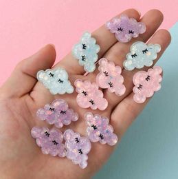 Resin Sleeping Cloud Flatback Cabochon Kawaii Glitter Craft Diy Hair Bows Accessories Fit Phone Case Decoration Scrapbook Q0525