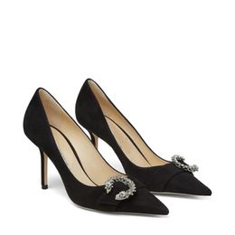 Designer Heels Women Dress Shoes Luxury Saresa 80mm Suede Pumps Pointed Toes Stiletto Heel EU34-42 With Box