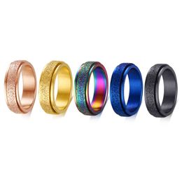 BONISKISS 2021 Rotatable Basic Ring for Men 5PCS/SET Stainless Steel Casual Male Punk Jewelry 5-colors Combination Whole