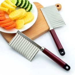 Stainless Steel Wolf Tooth Potato Wave Knife Kitchen Cucumber Carrot Apple Knives Fruit Vegetables Cut Slice Dinnerware BH6035 WLY