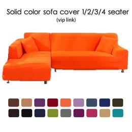 VIP Solid Color Sofa Covers for Living Room Modern Elastic Corner Couch Cover Slipcovers Chair Protector 1/2/3/4 Seater 220302