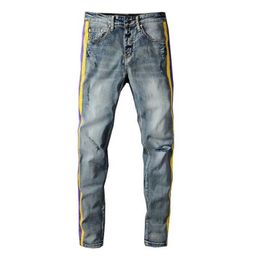 Jeans Mens Jeans Classic Hip Hop Pants Stylist Distressed Ripped Biker Jean trousers Slim Fit Motorcycle Denim multiple choices elastici
