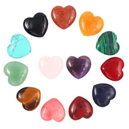 Heart Shaped Jewellery Stone Party Accessory 20mm Charms Crystal Chakra Beads for DIY Necklace Jewelries Making