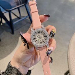 2 Sizes Sparkly Crystals Watches for Women Vintage Roman Dress Jewellery Watch Waterproof Real Leather Strap Wrist watch Quartz