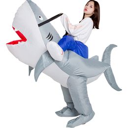 Mascot doll costume Adult Animal Mount Riding Shark Inflatable Costumes Men Halloween Cartoon Mascot Doll Party Role Play Dress Up Outfit