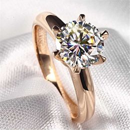 Womens Rings Crystal Jewellery classic six claw ring Lake diamond plated 18K open wedding Cluster For Female Band styles