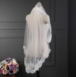 waltz veils Canada - Bridal Veils Sheer Thin Waltz Wedding Veil - 2 Layer, Cathedral Veil, Hem Lace, Flower Long Hair Accesso
