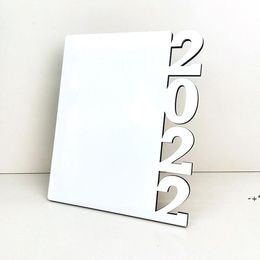 Sublimation Blanks Album Party 2022 Happy New Year Gifts Photo Frame MDF Blank Image Board Home Decoration Friends Family Gift JJD10835