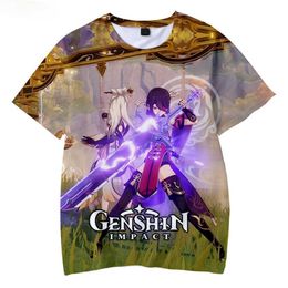 Novelty Game Genshin Impact Printed 3D T-Shirt for Men Women Oversize O-neck Tops Short Sleeve Creative Unisex Fashion T Shirts Y0901