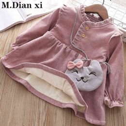 Baby Clothing 2019 Fall Winter Wear Thick Warm Baby Girls Princess Dress Velvet Long-sleeve Dress Party Dresses Baby Clothes G1129