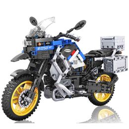 Motorcycle car Model building blocks Speed Racing car City Vehicle MOC Motorbike chopper bricks Kits toys for children Q0624