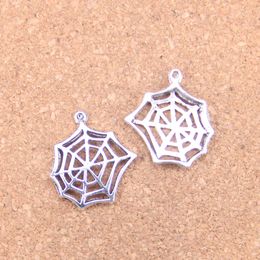 76pcs Antique Silver Bronze Plated cobweb spider halloween Charms Pendant DIY Necklace Bracelet Bangle Findings 25*23mm