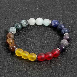 abacus bracelet UK - Chakra Healing Balance Beads Bracelet Men Fashion Elastic Bracelets Multi Color Natural Abacus Stone Pulsera Jewelry Beaded, Strands