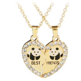 Amis collier bff 2 partie cœur brisé pendentif animal animal panda ancrages pingouin cristal amitié bijoux de bijoux