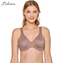 Delimira Women's Seamless Full Figure Underwire Smooth Minimizer Bra Plus Size 211217