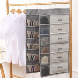 Storage Bags Double-Sided Clothes Bag Hanging Bedroom Household Underwear Bra Closet Organize Organization