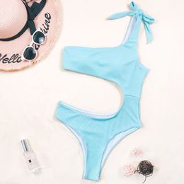High Waist Sexy Women Swimsuit Swimwear Female Shoulder Thong Brazilian Monokini Bathing Suit Bodysuit 210520