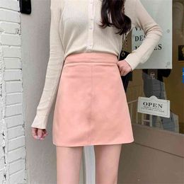 Spring summerFashion the han edition Thin short skirt of tall waist a word show thin joker bag hip 210507