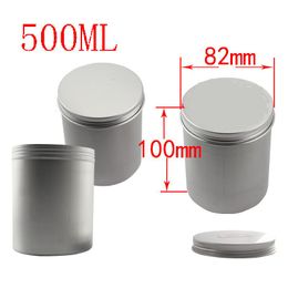 tea storage tins UK - 500g Empty Silver Aluminum Pot Jars Cosmetic Containers With Lids Metal Storage Jar Tea Tin Free Tool Bottles &