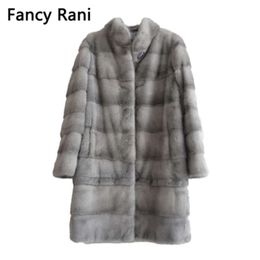Real Natural Mink Fur Coat Women Winter Long Jacket Detachable Sleeve Adjustable Clothes Length Customised 210928