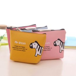 Cute Cartoon Animal Change Pouch Small Coin bag Wholesale Zipper Pocket Wallet PU Leather Key Chain Holder Purse Bag