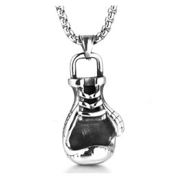 Pendant Necklaces Chain Necklace Men Boxing Gloves Jewelry On The Neck Stainless Steel Sports Man Accessories Long