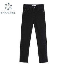 Bodycon Black Jeans Pants High Waist Women's Denim Skinny Pencil Trousers Ladies OL Korean Trendy Pop Ulzzang Sheath 210515