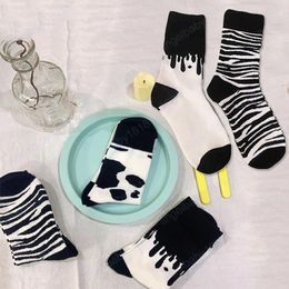 Cow Printed Sock Lovely Japanese Style Cotton Women Socks Striped Solid Breathable Casual Cartoon Funny Socks