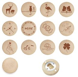 Blank DIY Wooden Round Shape Magnetic Flamingo Cartoon Printed Bottle Opener Coaster Fridge Magnet Decoration