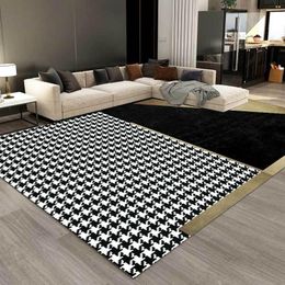 Carpets 100X160CM Luxury Black Houndstooth For Living Room Modern Simple Large Bedroom Area Rug 2021 Decoration Teenager