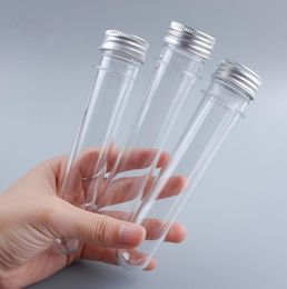 500pcs Free Ship 40ml Empty Clear Plastic PET Mask Test Tube Bottle With Aluminium Cap