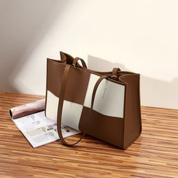 Leather Tote Bag New Autumn and Winter One-shoulder Bucket Bag Plaid Underarm Bag