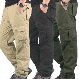 Men Working Winter Warm Thermals Cargo Pants Pocket Thick Trouser for Outdoor NIN668 210715