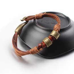 Charm Bracelets Women Mens Surfer Cool Cords PU Leather Wrap Bracelet Wristband Cuff Brown