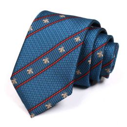 Brand Animal Jacquard 7CM Business Blue Tie For Men Fashion Luxury Male Dress Suit Necktie Party Wedding Work With Gift Box