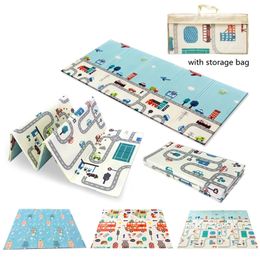 Foldable Game Mats Play Mats Baby Crawling Blanket Soft Floor Carpet Folding Kids Rug Playmat Waterproof for Toddler Infant Gift 210320